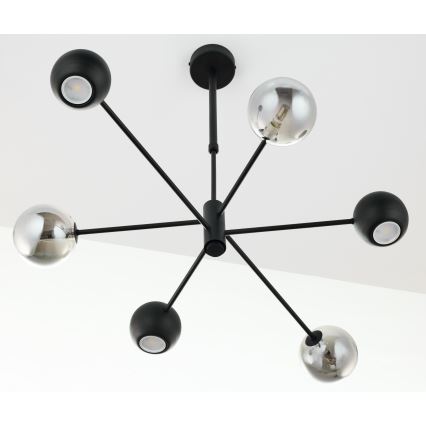 Jupiter 1974 - Lustr na tyči MOKA 3xGU10/10W/230V + 3xG9/10W/230V černá/lesklý chrom