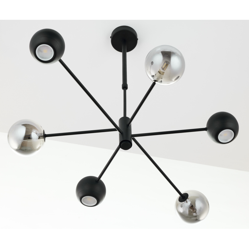 Jupiter 1974 - Lustr na tyči MOKA 3xGU10/10W/230V + 3xG9/10W/230V černá/lesklý chrom