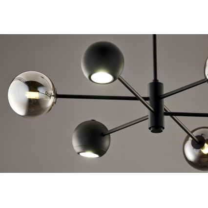 Jupiter 1974 - Lustr na tyči MOKA 3xGU10/10W/230V + 3xG9/10W/230V černá/lesklý chrom