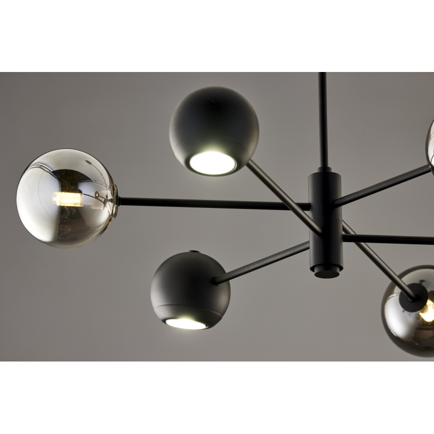 Jupiter 1974 - Lustr na tyči MOKA 3xGU10/10W/230V + 3xG9/10W/230V černá/lesklý chrom