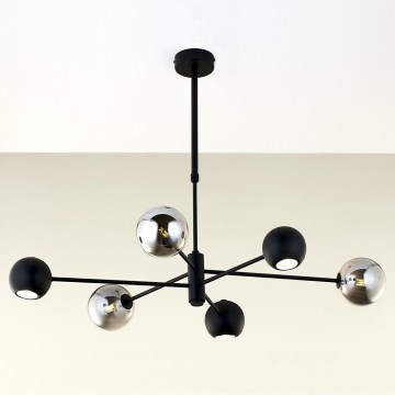Jupiter 1974 - Lustr na tyči MOKA 3xGU10/10W/230V + 3xG9/10W/230V černá/lesklý chrom