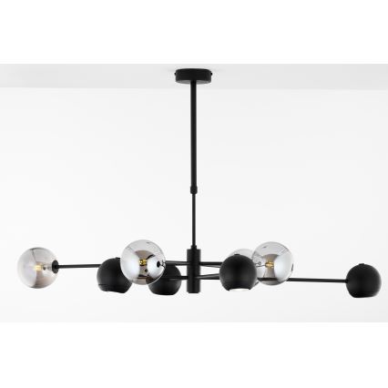 Jupiter 1975 - Lustr na tyči MOKA 4xGU10/10W/230V + 4xG9/10W/230V černá/lesklý chrom