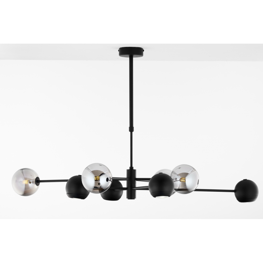 Jupiter 1975 - Lustr na tyči MOKA 4xGU10/10W/230V + 4xG9/10W/230V černá/lesklý chrom
