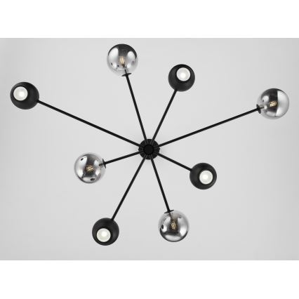 Jupiter 1975 - Lustr na tyči MOKA 4xGU10/10W/230V + 4xG9/10W/230V černá/lesklý chrom
