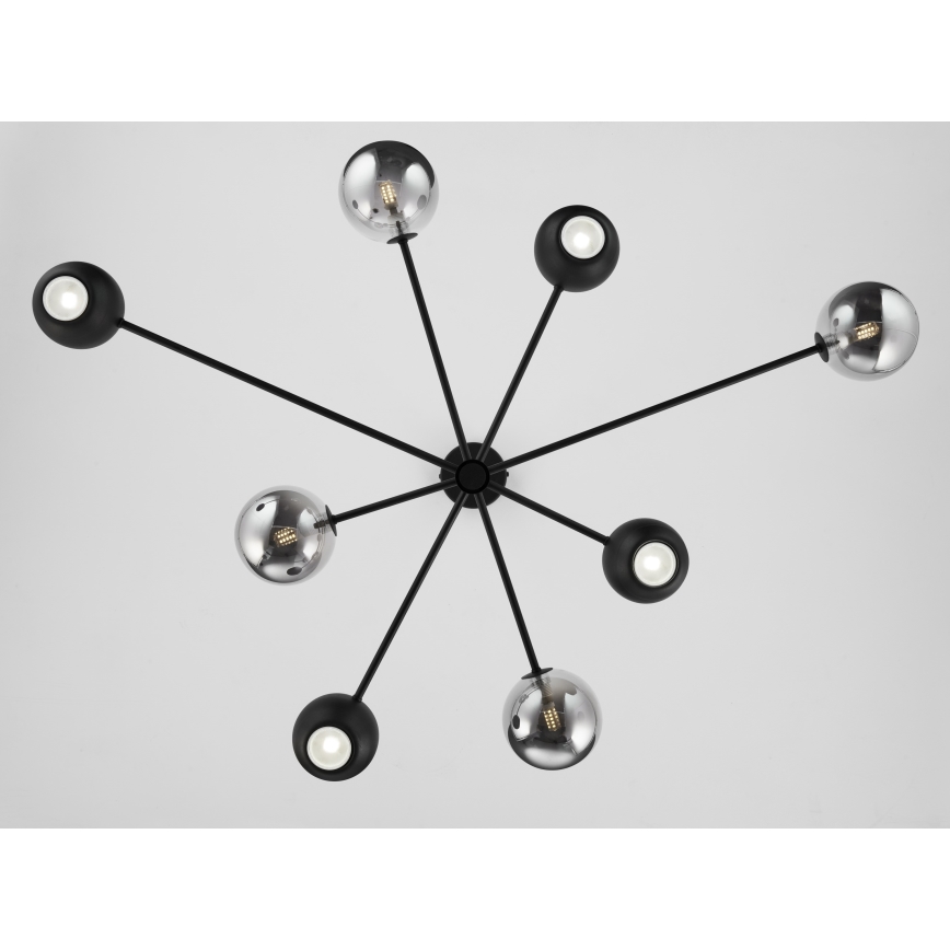 Jupiter 1975 - Lustr na tyči MOKA 4xGU10/10W/230V + 4xG9/10W/230V černá/lesklý chrom