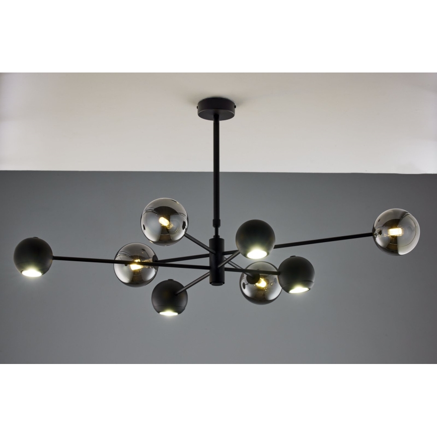 Jupiter 1975 - Lustr na tyči MOKA 4xGU10/10W/230V + 4xG9/10W/230V černá/lesklý chrom