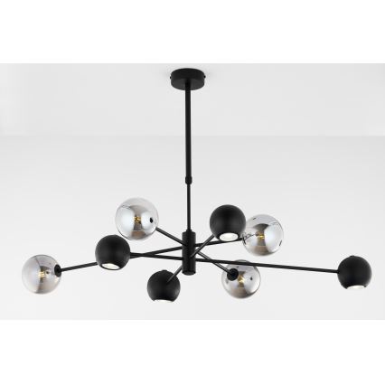 Jupiter 1975 - Lustr na tyči MOKA 4xGU10/10W/230V + 4xG9/10W/230V černá/lesklý chrom