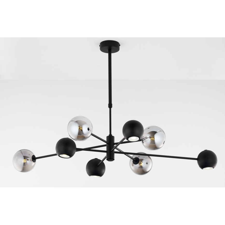 Jupiter 1975 - Lustr na tyči MOKA 4xGU10/10W/230V + 4xG9/10W/230V černá/lesklý chrom