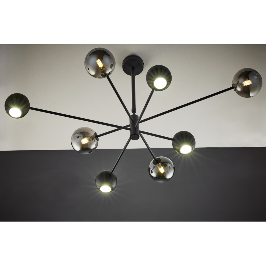 Jupiter 1975 - Lustr na tyči MOKA 4xGU10/10W/230V + 4xG9/10W/230V černá/lesklý chrom