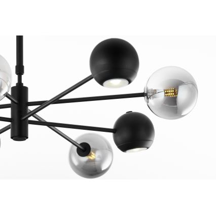 Jupiter 1975 - Lustr na tyči MOKA 4xGU10/10W/230V + 4xG9/10W/230V černá/lesklý chrom