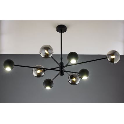 Jupiter 1975 - Lustr na tyči MOKA 4xGU10/10W/230V + 4xG9/10W/230V černá/lesklý chrom