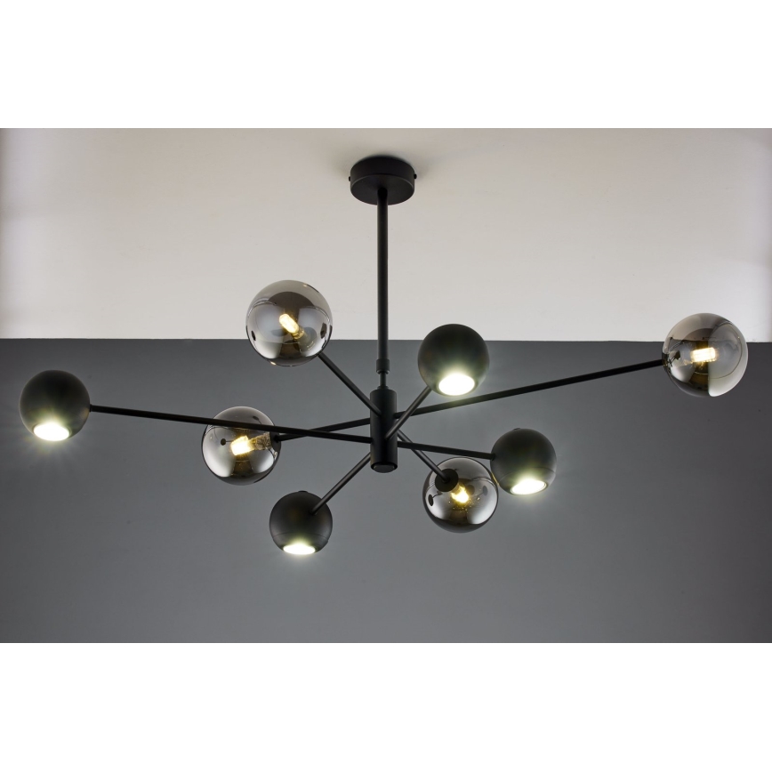 Jupiter 1975 - Lustr na tyči MOKA 4xGU10/10W/230V + 4xG9/10W/230V černá/lesklý chrom