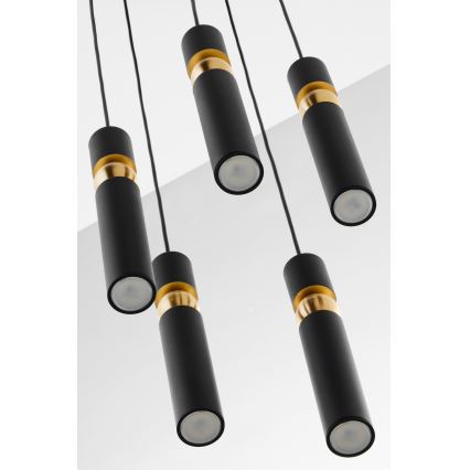 Jupiter 2014 - Lustr na lanku ALAS 5xGU10/10W/230V černá/zlatá