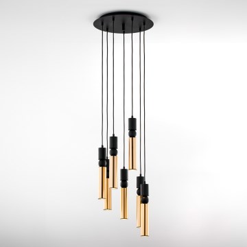 Jupiter 2018 - Lustr na lanku ALAS 7xGU10/10W/230V zlatá/černá