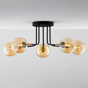 Jupiter 2038 - Lustr na tyči BURANO 5xG9/10W/230V černá/zlatá/béžová