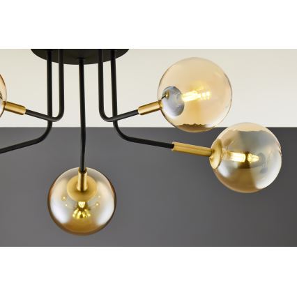 Jupiter 2038 - Lustr na tyči BURANO 5xG9/10W/230V černá/zlatá/béžová