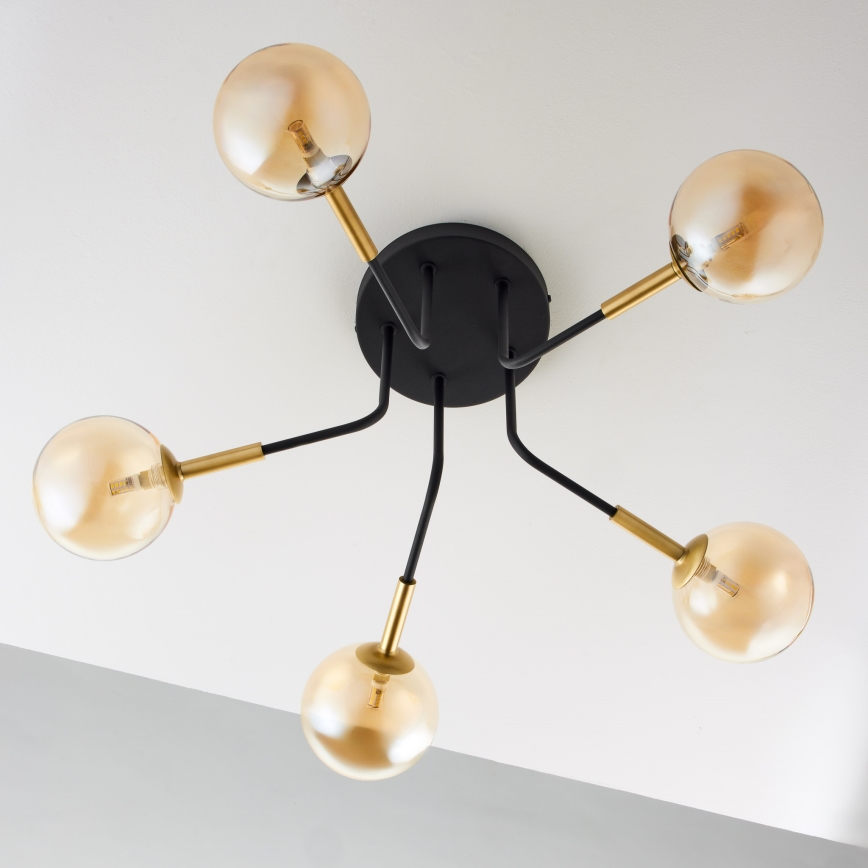 Jupiter 2038 - Lustr na tyči BURANO 5xG9/10W/230V černá/zlatá/béžová