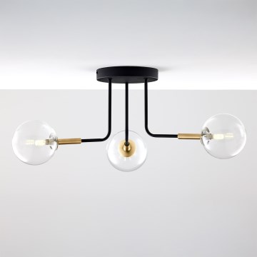 Jupiter 2039 - Lustr na tyči BURANO 3xG9/10W/230V černá/zlatá/čirá