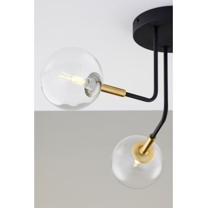Jupiter 2039 - Lustr na tyči BURANO 3xG9/10W/230V černá/zlatá/čirá