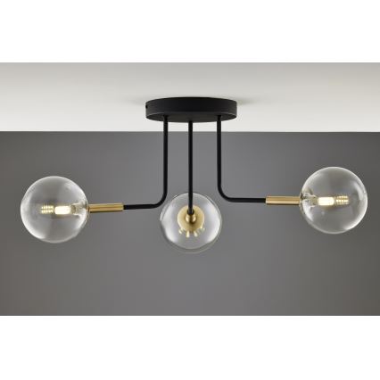 Jupiter 2039 - Lustr na tyči BURANO 3xG9/10W/230V černá/zlatá/čirá