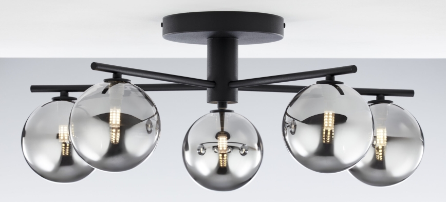 Jupiter 2048 - Přisazený lustr PRATO 5xG9/14W/230V černá/kouřová šedá