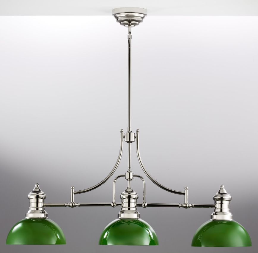 Jupiter 2072 - Lustr na tyči PLATINO 3xE27/15W/230V zelená/lesklý chrom