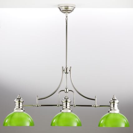 Jupiter 2072 - Lustr na tyči PLATINO 3xE27/15W/230V zelená/lesklý chrom