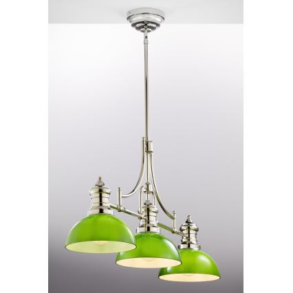 Jupiter 2072 - Lustr na tyči PLATINO 3xE27/15W/230V zelená/lesklý chrom
