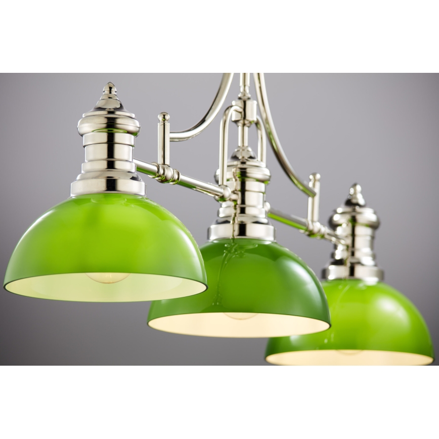 Jupiter 2072 - Lustr na tyči PLATINO 3xE27/15W/230V zelená/lesklý chrom