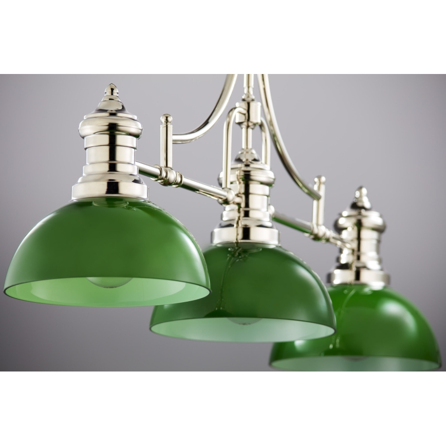 Jupiter 2072 - Lustr na tyči PLATINO 3xE27/15W/230V zelená/lesklý chrom