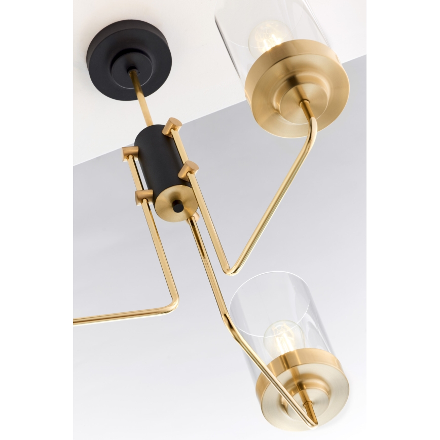 Jupiter 2087 - Lustr na tyči RAMIREZ 3xE27/15W/230V zlatá/černá