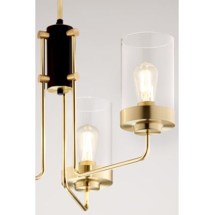 Jupiter 2087 - Lustr na tyči RAMIREZ 3xE27/15W/230V zlatá/černá