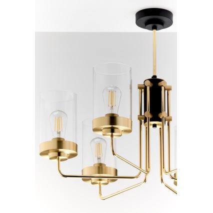 Jupiter 2089 - Lustr na tyči RAMIREZ 6xE27/15W/230V zlatá/černá