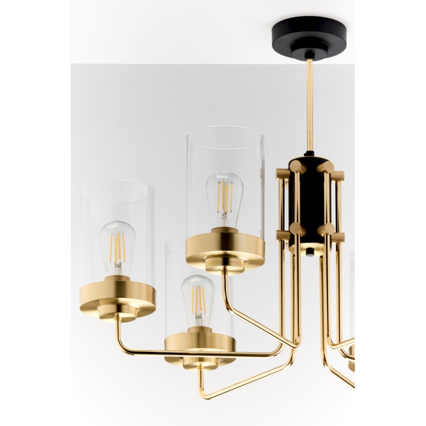 Jupiter 2089 - Lustr na tyči RAMIREZ 6xE27/15W/230V zlatá/černá
