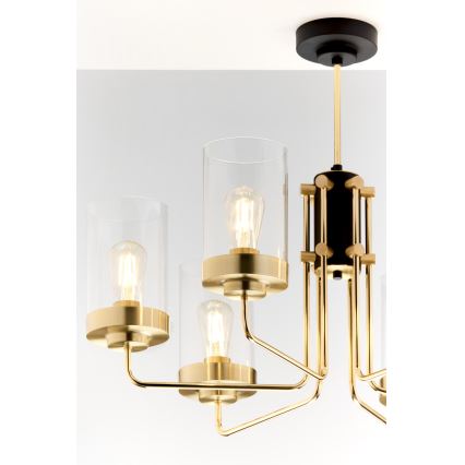 Jupiter 2089 - Lustr na tyči RAMIREZ 6xE27/15W/230V zlatá/černá