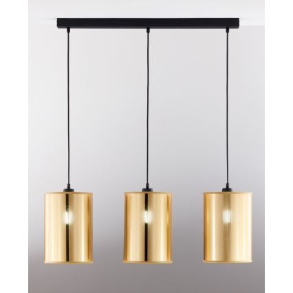 Jupiter 2092 - Lustr na lanku CORTINA 3xE27/15W/230V zlatá/černá