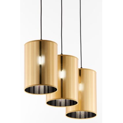 Jupiter 2092 - Lustr na lanku CORTINA 3xE27/15W/230V zlatá/černá