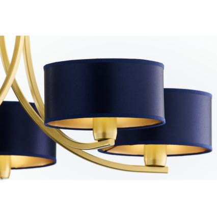 Jupiter 2094 - Lustr na řetězu ARTHUR 5xE27/15W/230V modrá/zlatá