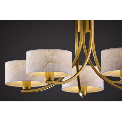 Jupiter 2097 - Lustr na řetězu ARTHUR 5xE27/15W/230V bílá/zlatá/dekor mramoru