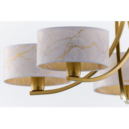 Jupiter 2097 - Lustr na řetězu ARTHUR 5xE27/15W/230V bílá/zlatá/dekor mramoru