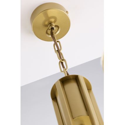 Jupiter 2097 - Lustr na řetězu ARTHUR 5xE27/15W/230V bílá/zlatá/dekor mramoru