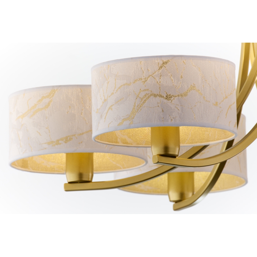 Jupiter 2098 - Lustr na řetězu ARTHUR 6xE27/15W/230V bílá/zlatá/dekor mramoru