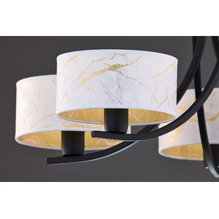 Jupiter 2104 - Lustr na řetězu ARTHUR 5xE27/15W/230V bílá/černá/dekor mramoru