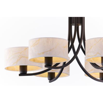 Jupiter 2105 - Lustr na řetězu ARTHUR 6xE27/15W/230V bílá/černá/dekor mramoru