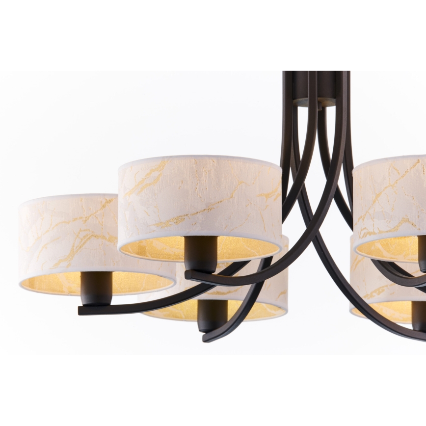 Jupiter 2105 - Lustr na řetězu ARTHUR 6xE27/15W/230V bílá/černá/dekor mramoru