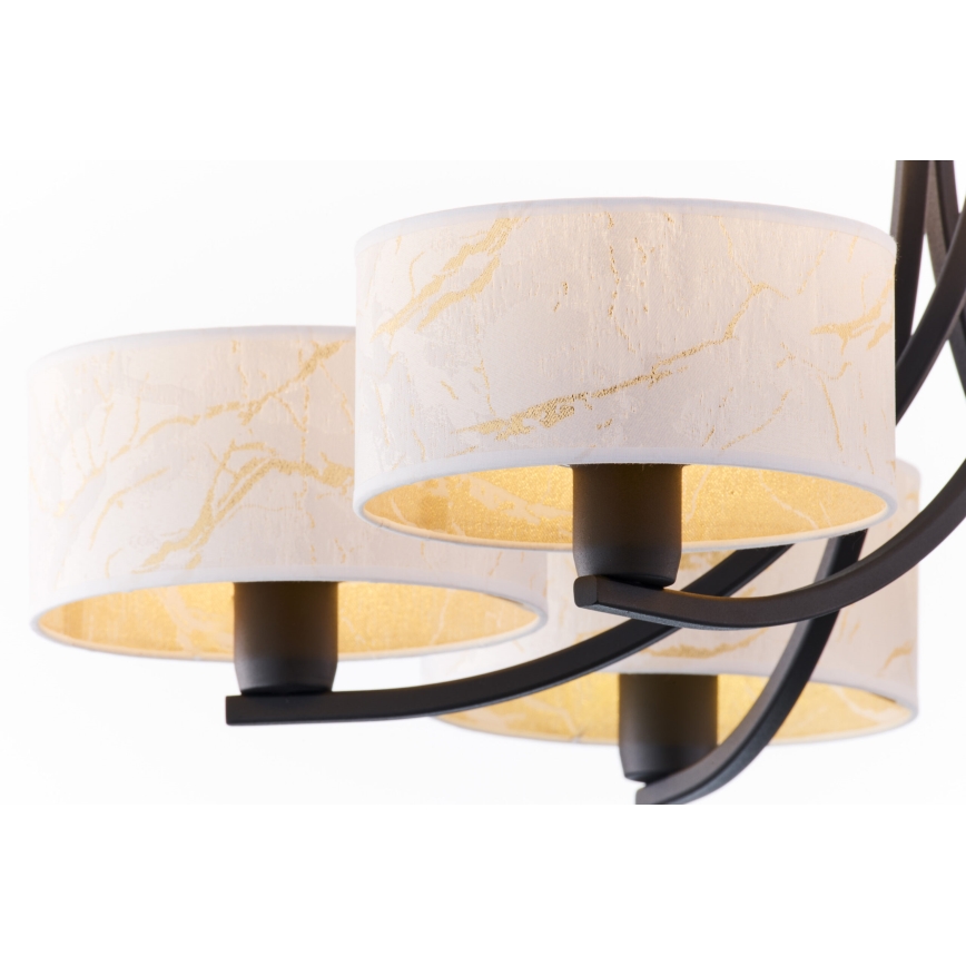 Jupiter 2105 - Lustr na řetězu ARTHUR 6xE27/15W/230V bílá/černá/dekor mramoru