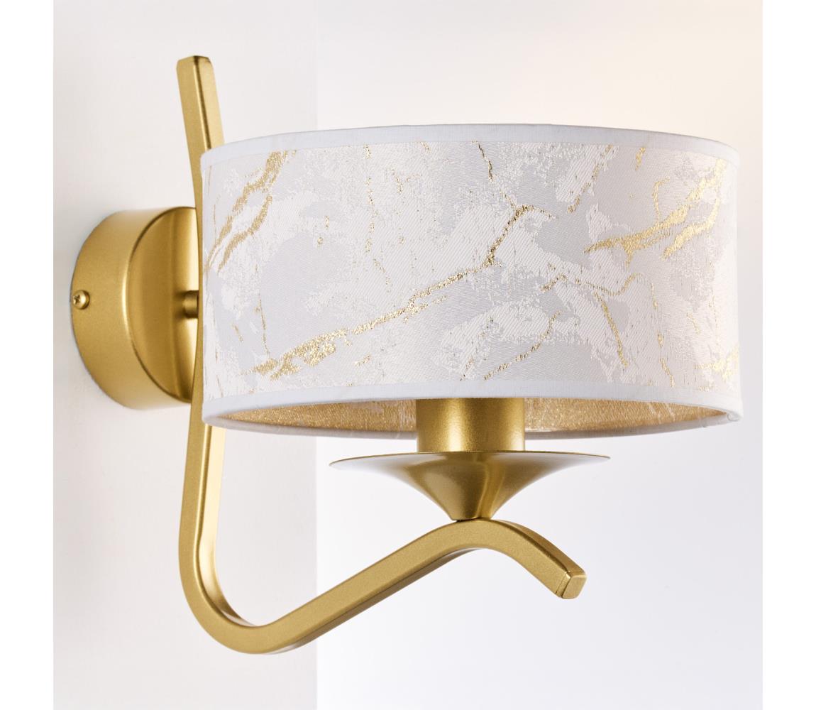 Jupiter 2111 - Nástěnná lampa KASZMIR 1xE27/15W/230V bílá/zlatá/dekor mramoru 2111