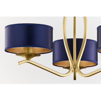 Jupiter 2113 - Lustr na tyči KASZMIR 3xE27/15W/230V modrá/zlatá