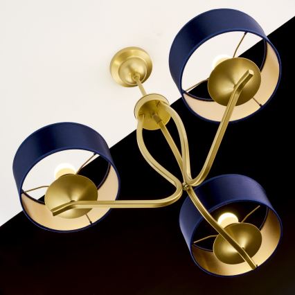 Jupiter 2113 - Lustr na tyči KASZMIR 3xE27/15W/230V modrá/zlatá