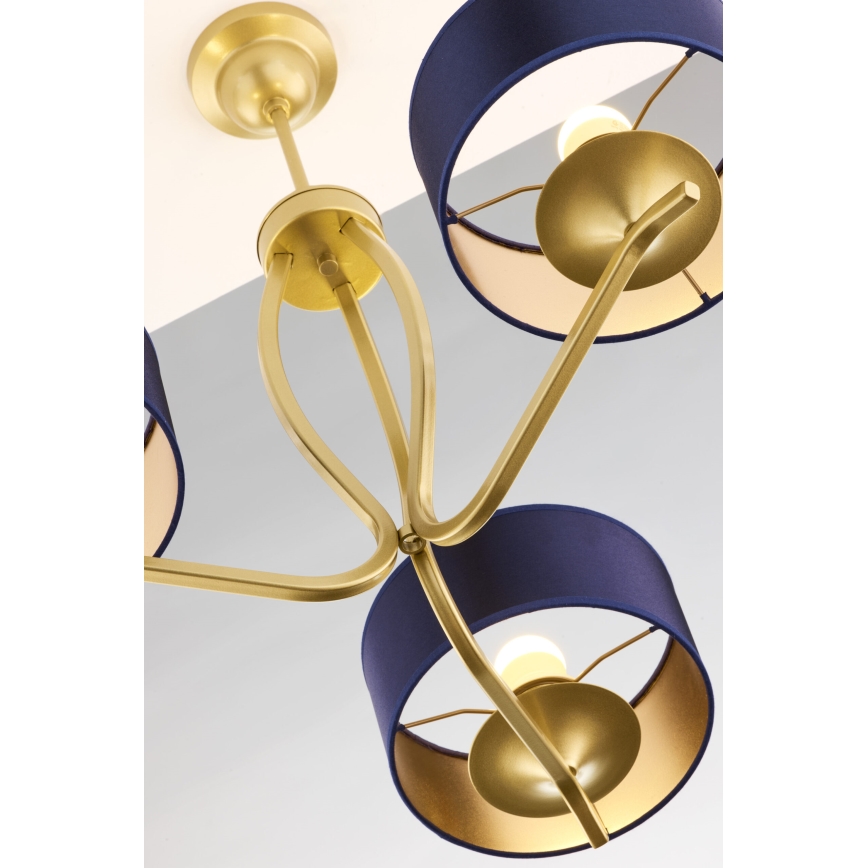 Jupiter 2113 - Lustr na tyči KASZMIR 3xE27/15W/230V modrá/zlatá